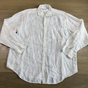 Caribbean Shirt Men Large Linen Cotton Blend White Travel Summer Resort Beach
